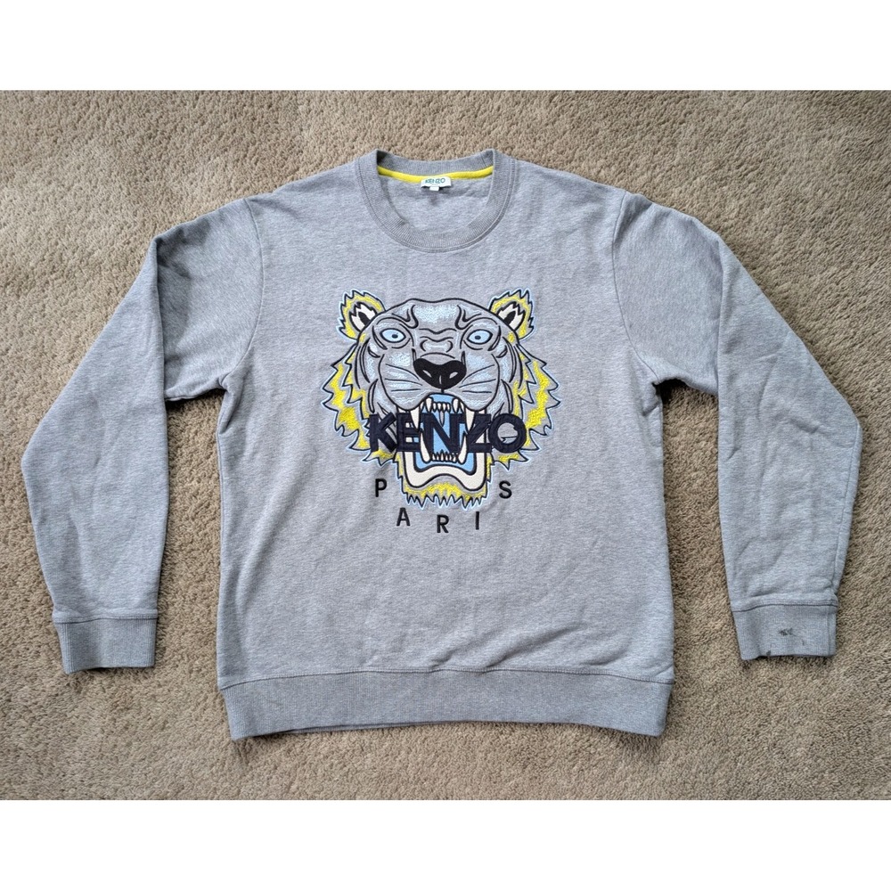 Kenzo Paris Sweatshirt Womens Large Tiger Head Face Long Sleeve‎ *Stains READ